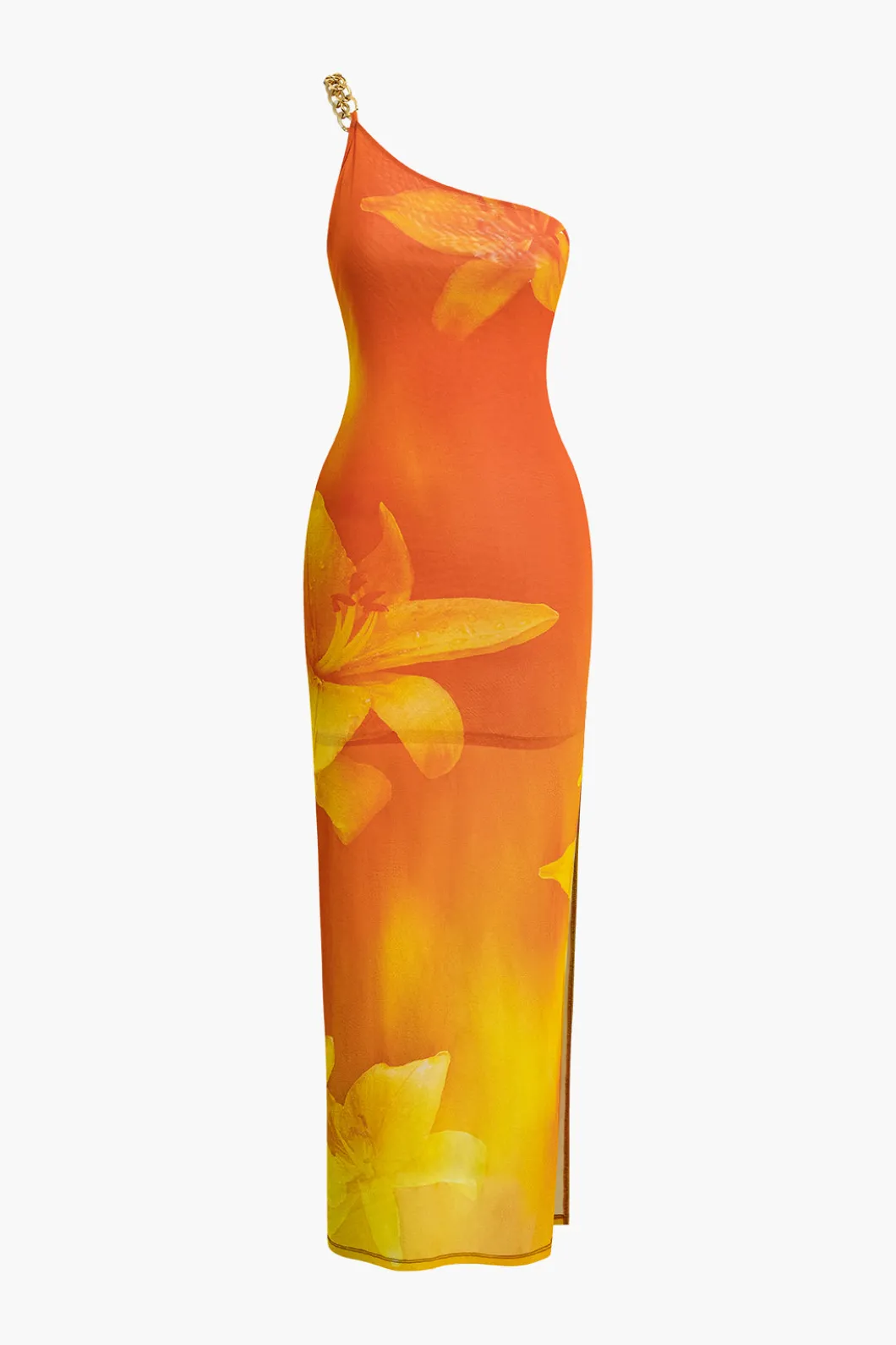 Lily Print Asymmetric One Shoulder Maxi Dress>MICAS Discount