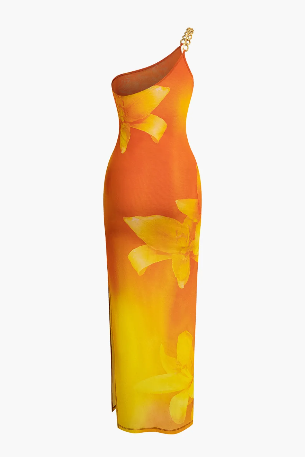 Lily Print Asymmetric One Shoulder Maxi Dress>MICAS Discount