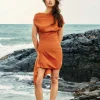 Linen Asymmetric Ruched Mini Dress>MICAS Discount