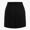 Linen Button Patchwork Pleated Skirt>MICAS New