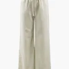 Linen Padded-Shoulder Tie Side Top And Drawstring Pants Set>MICAS Clearance