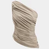 Linen Ruched One Shoulder Tank Top>MICAS Discount