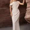 Linen Ruched Slit Midi Dress>MICAS Fashion