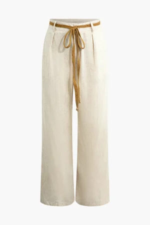 Linen Tie Waist Wide Leg Pants>MICAS Best