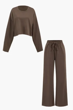 Long Sleeve Top And Drawstring Trousers Set>MICAS Hot