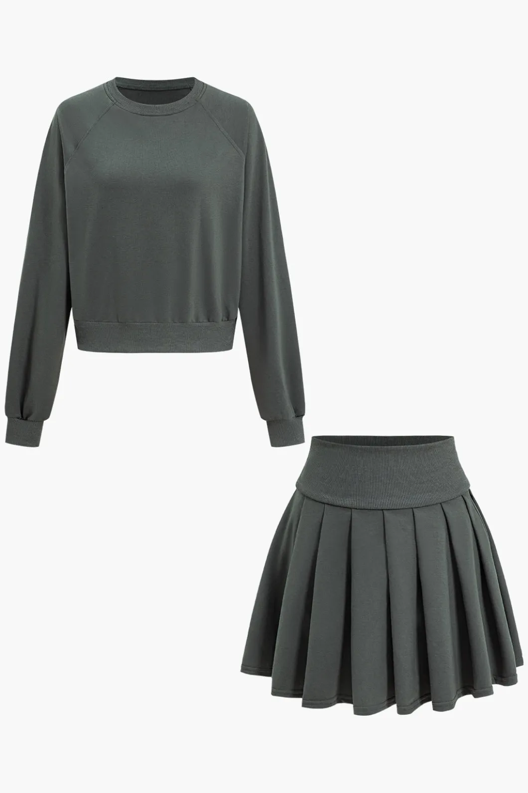 Long Sleeve Top And Pleated Skirt Set>MICAS Clearance