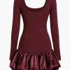 Long-Sleeve Puff Hem Mini Dress>MICAS Hot
