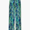 Marble Print High Waisted Full-length Straight Leg Pants>MICAS Fashion