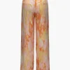 Marble Print High Waisted Full-length Straight Leg Pants>MICAS Fashion