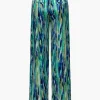 Marble Print High Waisted Full-length Straight Leg Pants>MICAS Fashion