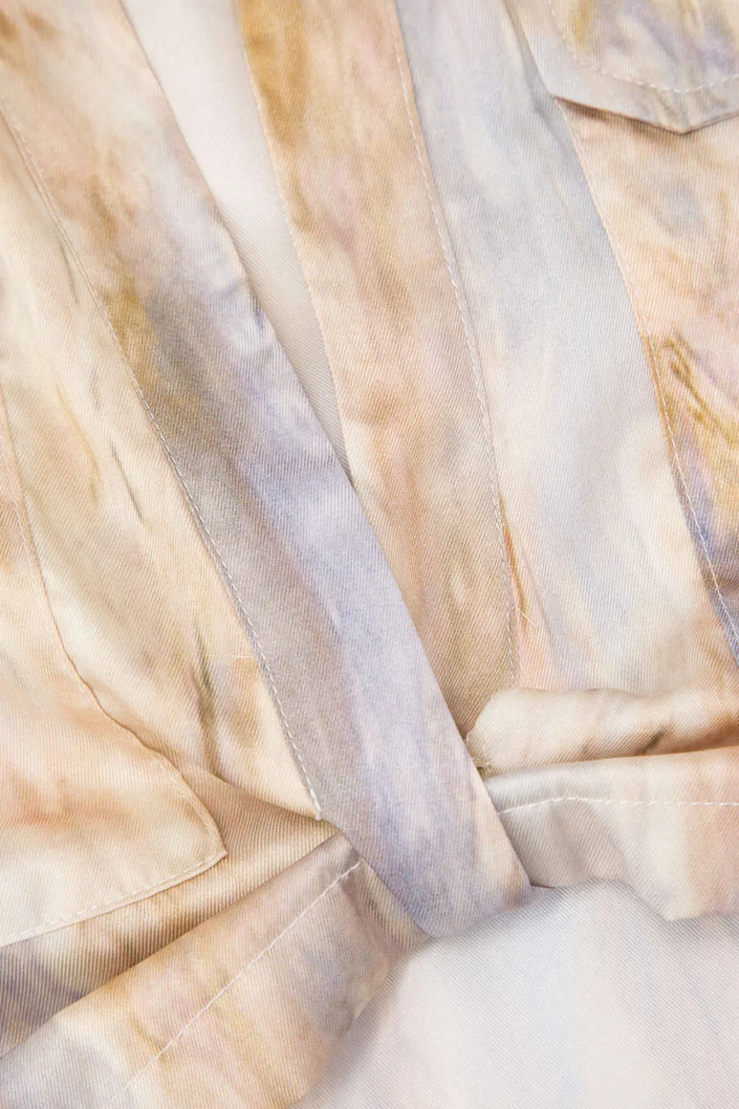 Marble Print Twist Hem Crop Shirt>MICAS Discount