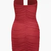 Mesh Backless Appliques Ruched V-Neck Mini Dress>MICAS Sale