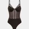 Mesh Backless Bustier Bodysuit>MICAS New