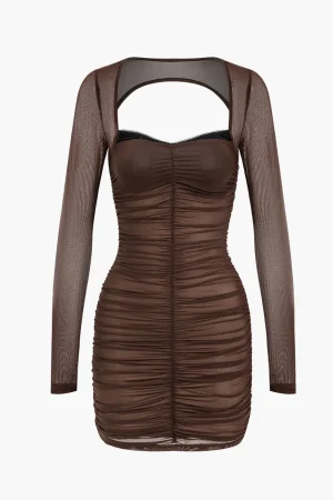 Mesh Backless Long Sleeve Mini Dress>MICAS Sale