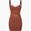 Mesh Draped Bodycon Mini Dress>MICAS Best