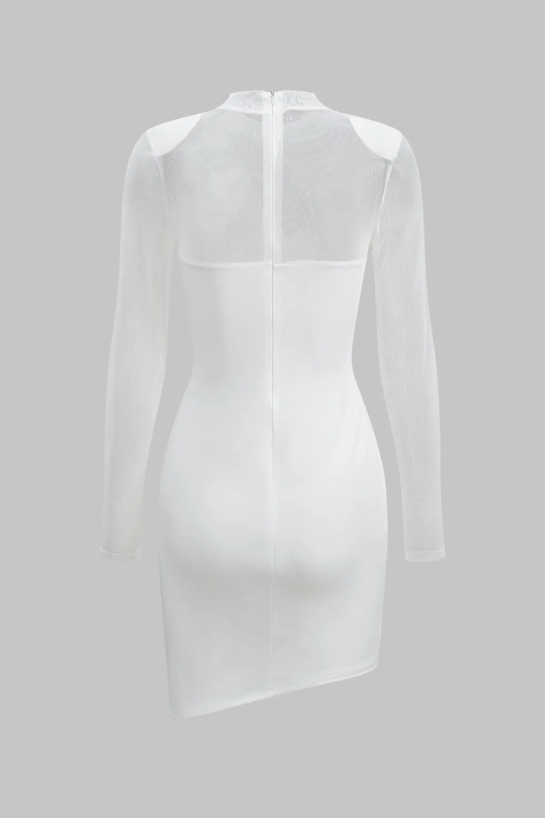 Mesh Patchwork Long Sleeve Sheer Mini Dress>MICAS Clearance