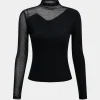 Mesh Patchwork Long-Sleeve Top>MICAS New