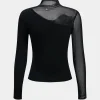 Mesh Patchwork Long-Sleeve Top>MICAS New