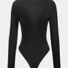 Mesh Patchwork Round Neck Long Sleeve Bodysuit>MICAS Sale