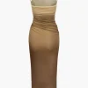Mesh Ruched Cami Maxi Dress>MICAS Best