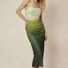 Mesh Ruched Cami Maxi Dress>MICAS Best