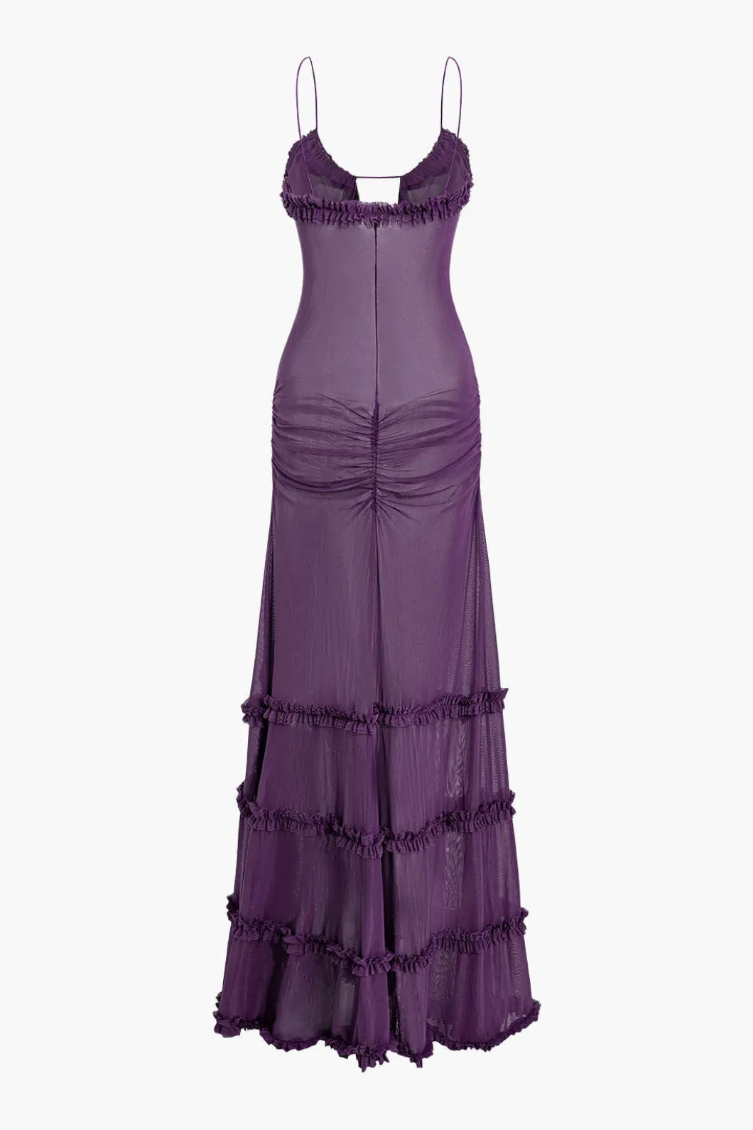 Mesh Ruched Layered Frill Slip Maxi Dress>MICAS Discount