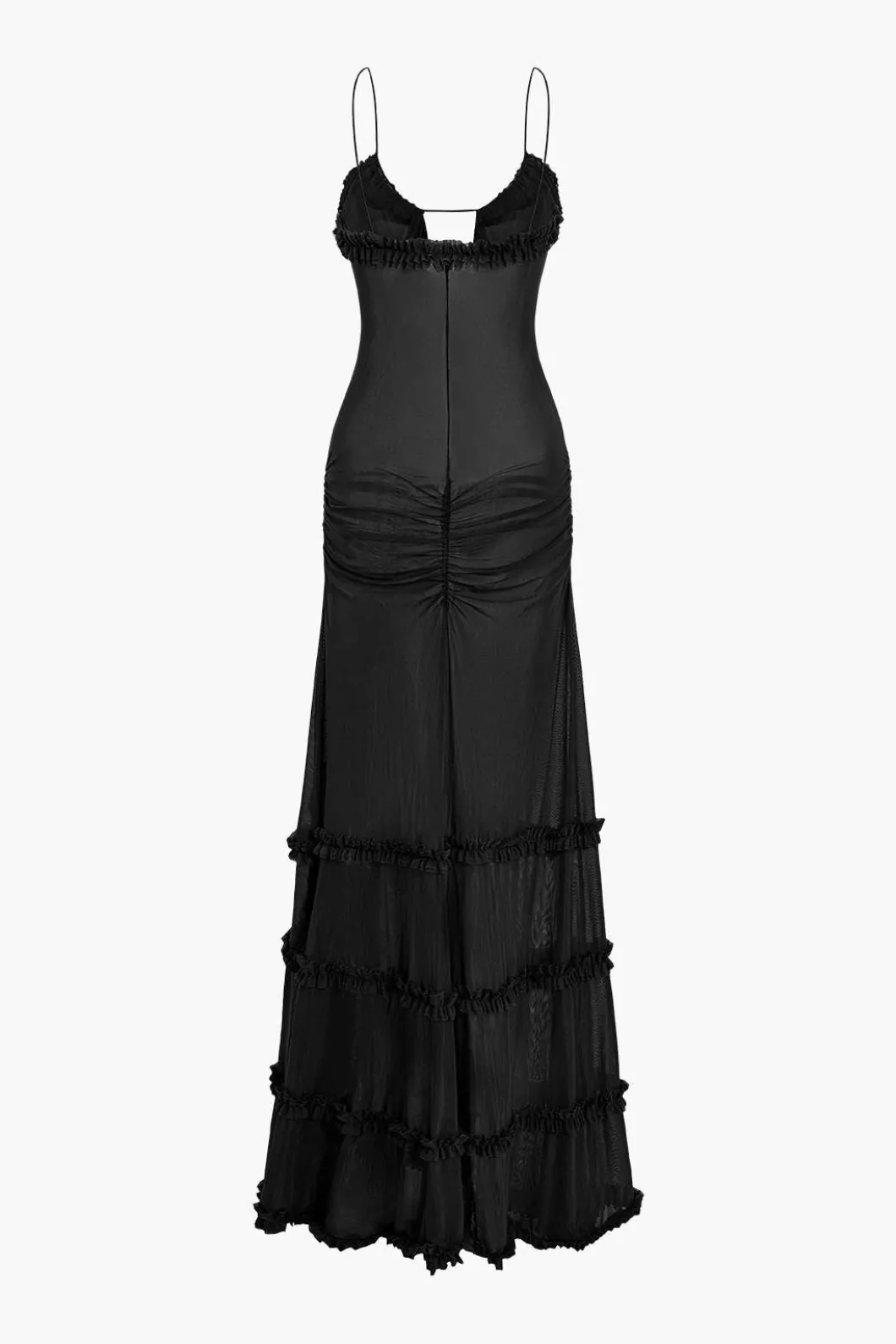 Mesh Ruched Layered Frill Slip Maxi Dress>MICAS Discount