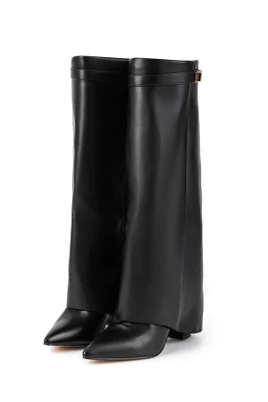 Metal Buckle Pointed Knee High Boots>MICAS Clearance