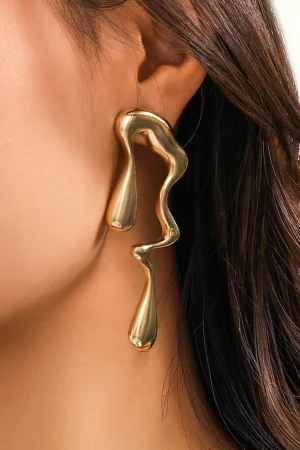 Metal Drop Asymmetrical Earrings>MICAS Fashion
