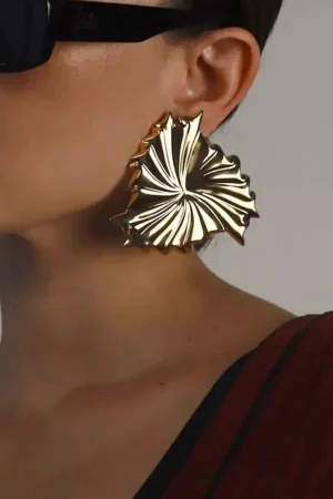 Metal Exaggerated Geometric Daisy Earring>MICAS Best