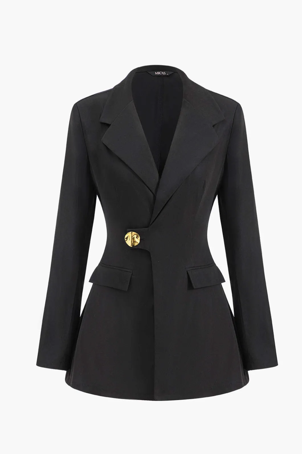 Metallic Button Asymmetrical Blazer>MICAS New