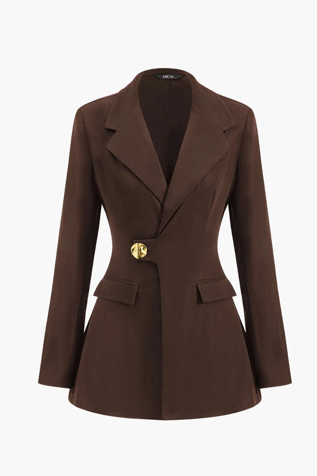 Metallic Button Asymmetrical Blazer>MICAS New