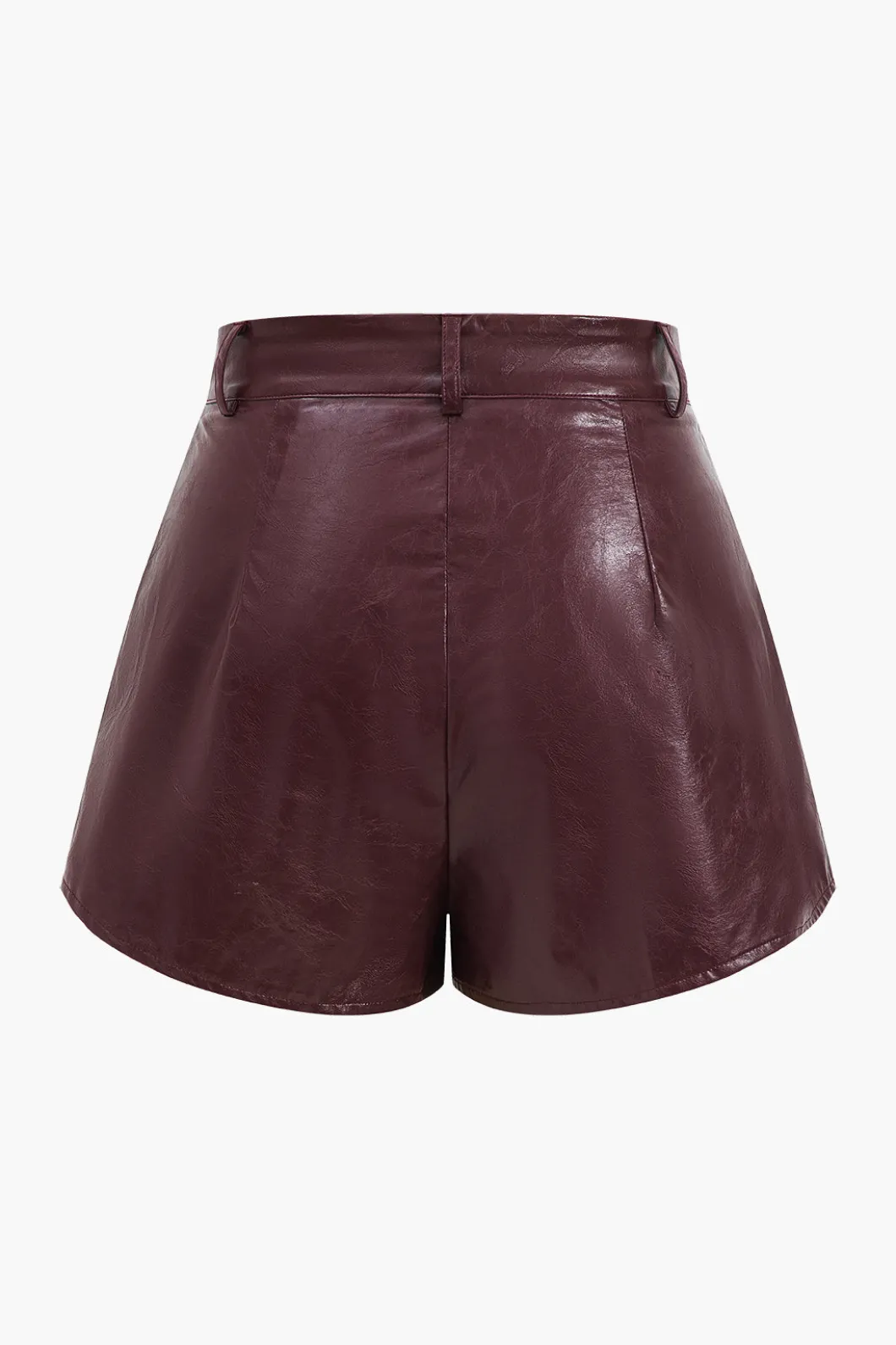 Metallic Button Faux Leather Shorts Set>MICAS Clearance