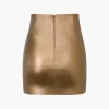 Metallic Faux Leather Knotted Mini Skirt>MICAS Fashion