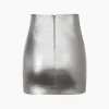 Metallic Faux Leather Knotted Mini Skirt>MICAS Fashion