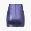 Metallic Faux Leather Knotted Mini Skirt>MICAS Fashion