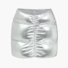 Metallic Ruched Puffer Mini Skirt>MICAS Outlet