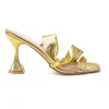 Metallic Ruched Square-toe High Heels Sandals>MICAS Hot