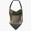 Metallic V-hem Halter Top>MICAS Sale