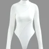 Mock Neck Asymmetric Paneled Cut Out Bodysuit>MICAS Outlet