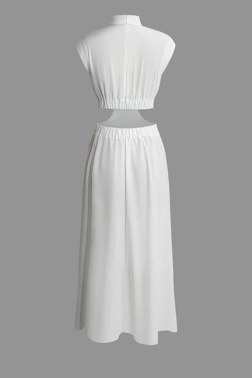 Mock Neck Cut Out Pleated Maxi Dress>MICAS New