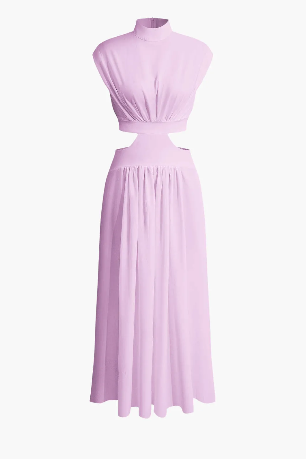 Mock Neck Cut Out Pleated Maxi Dress>MICAS New