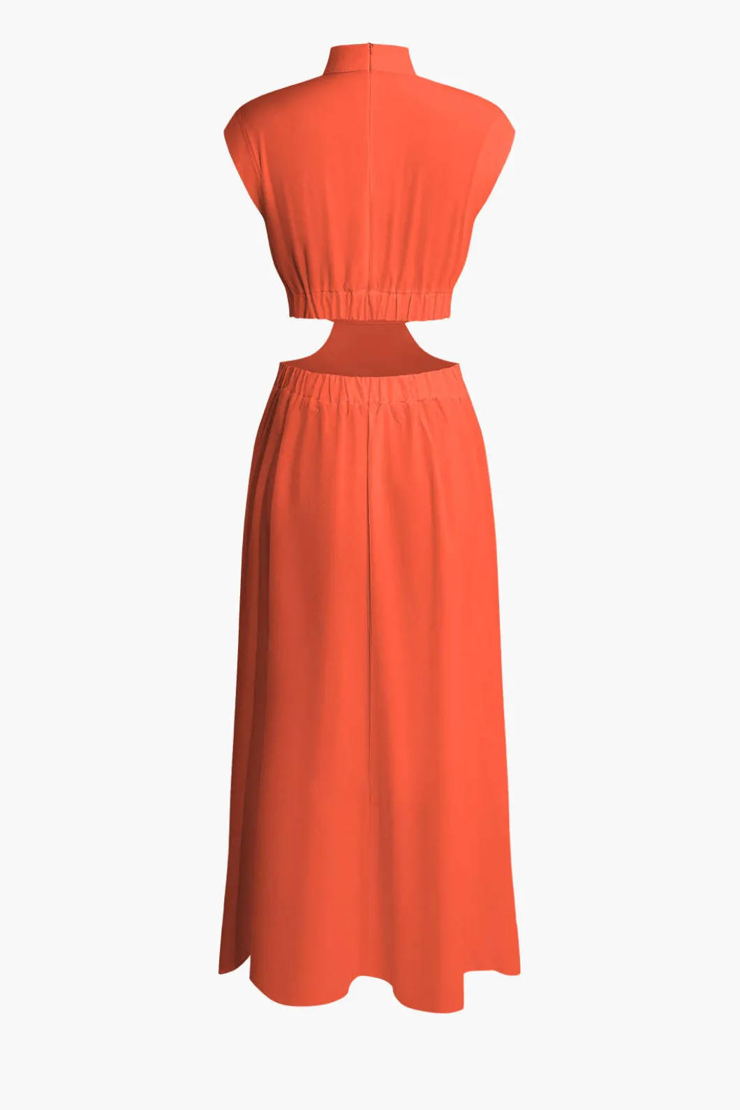 Mock Neck Cut Out Pleated Maxi Dress>MICAS New