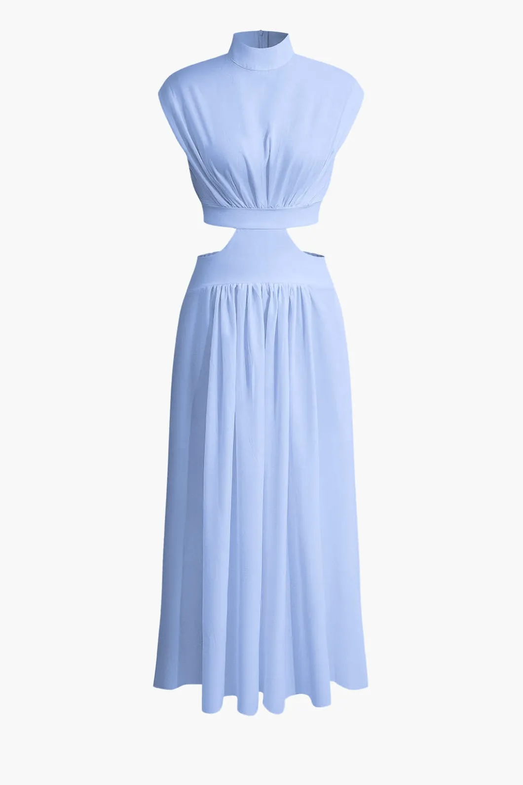 Mock Neck Cut Out Pleated Maxi Dress>MICAS New