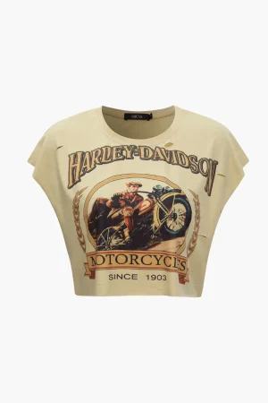 Motorbike Graphic Print Sleeveless T-Shirt>MICAS Fashion