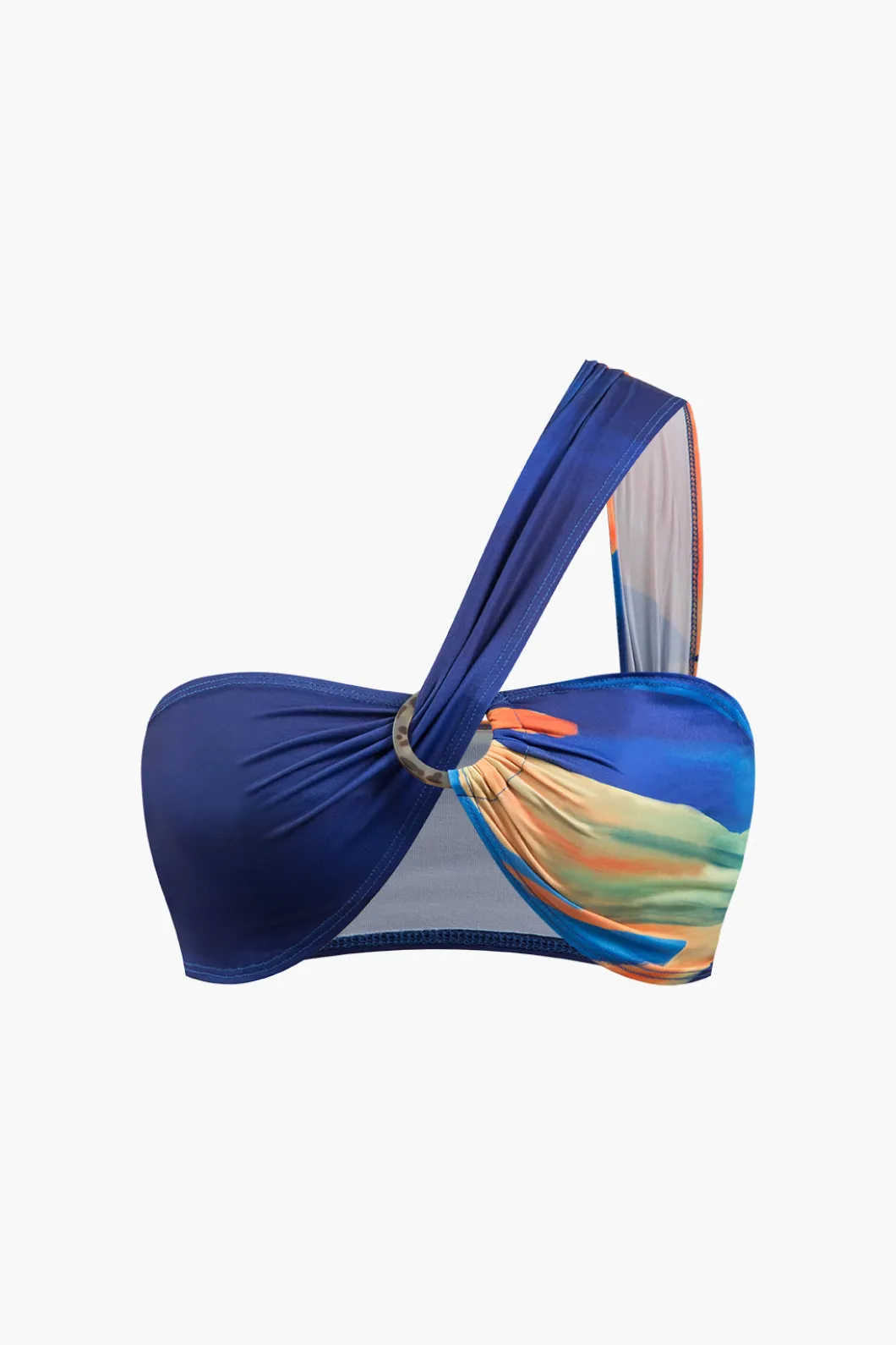 Multi Print One Shoulder Crop Top And Ruched Drawstring Mini Skirt Set>MICAS Discount