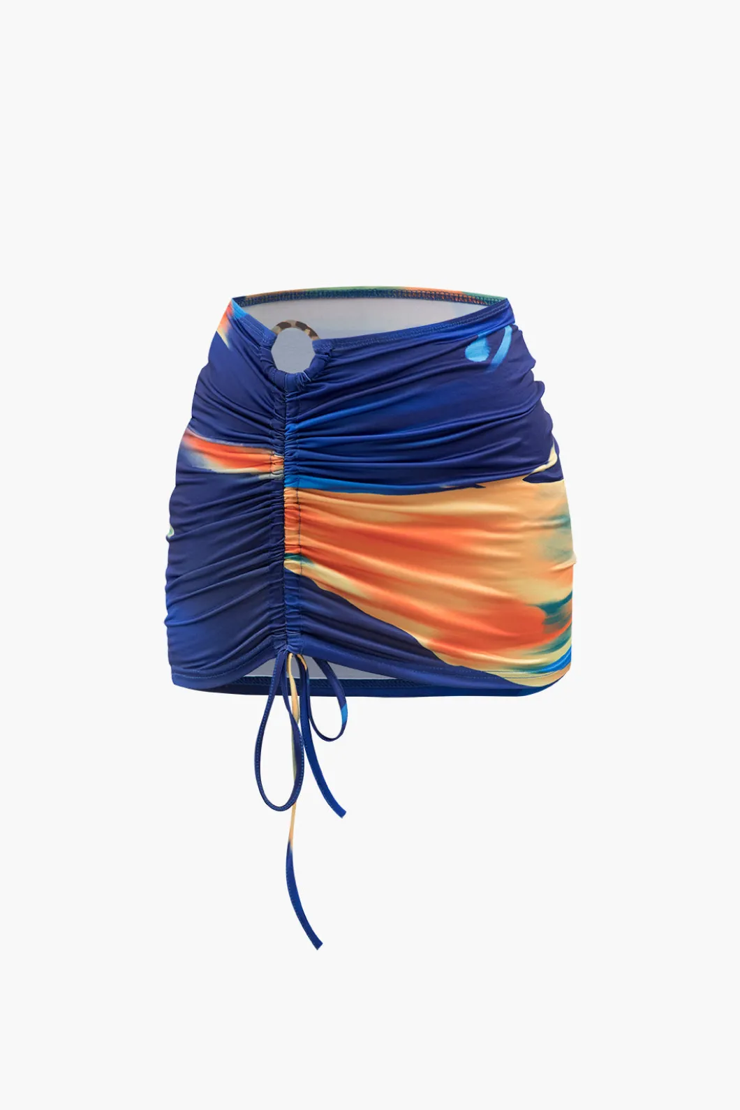 Multi Print One Shoulder Crop Top And Ruched Drawstring Mini Skirt Set>MICAS Discount