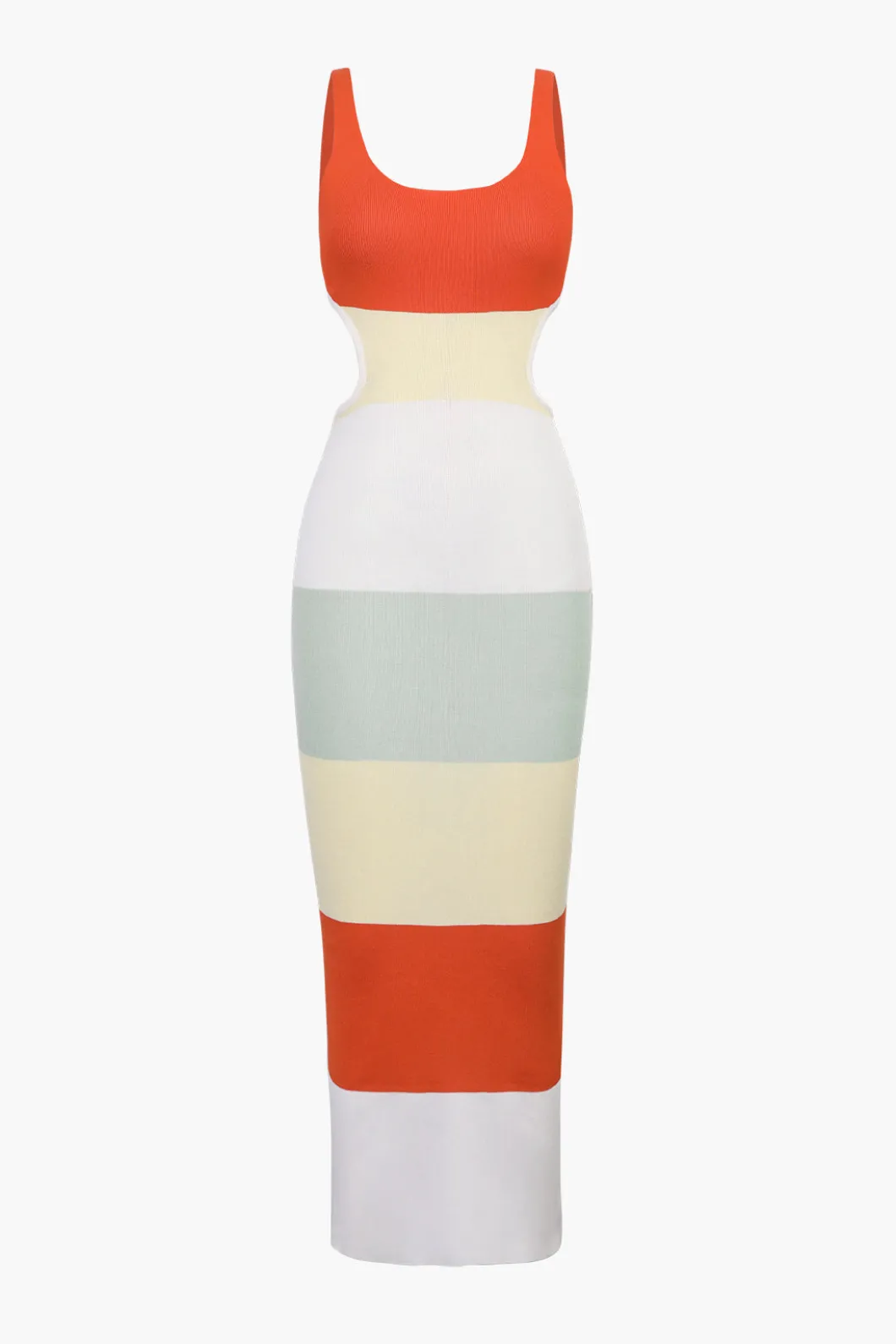 Multicolored Stripe Knitted Backless Maxi Dress>MICAS Sale