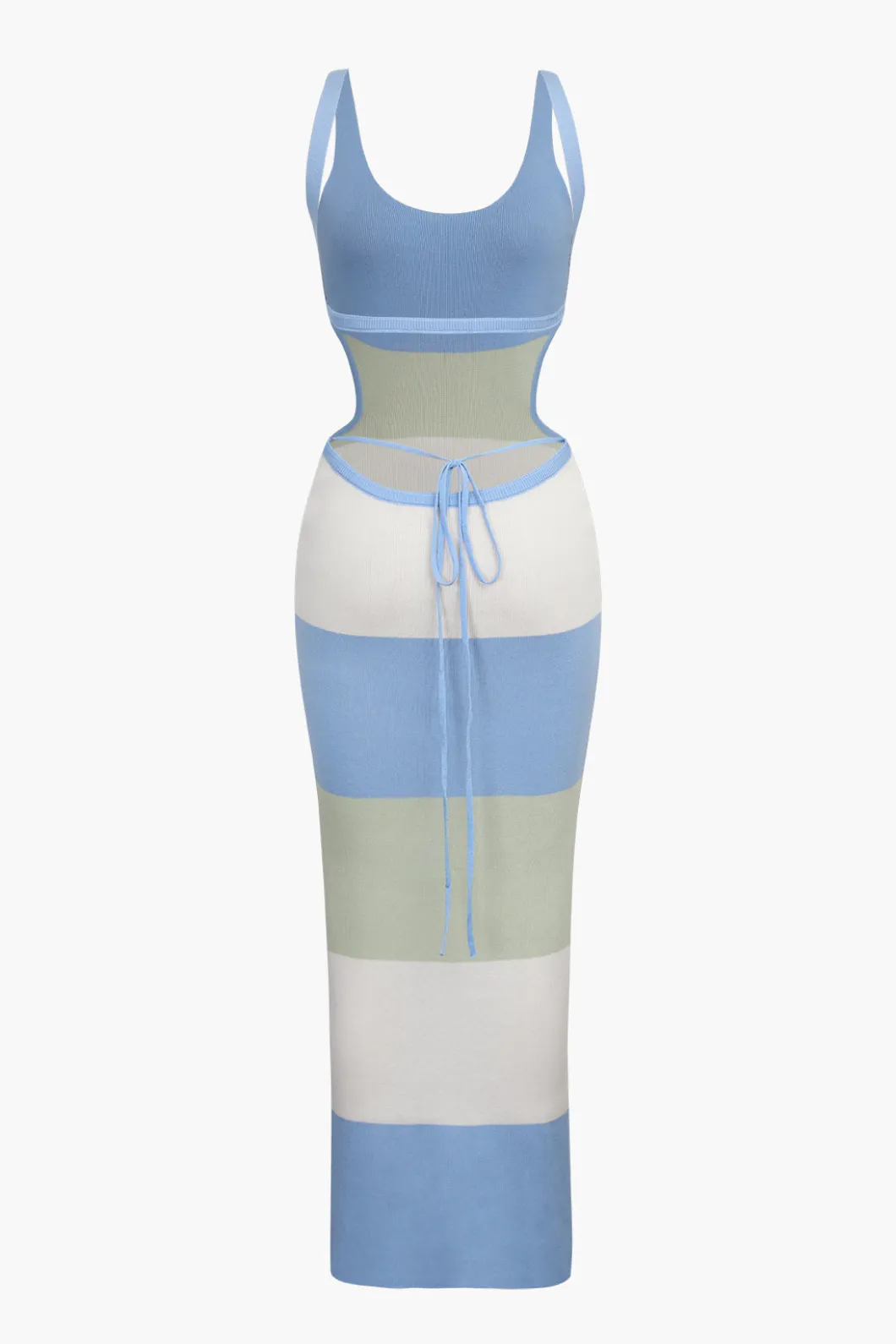 Multicolored Stripe Knitted Backless Maxi Dress>MICAS Sale