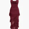 Multilayer Ruffle Slip Maxi Dress>MICAS New